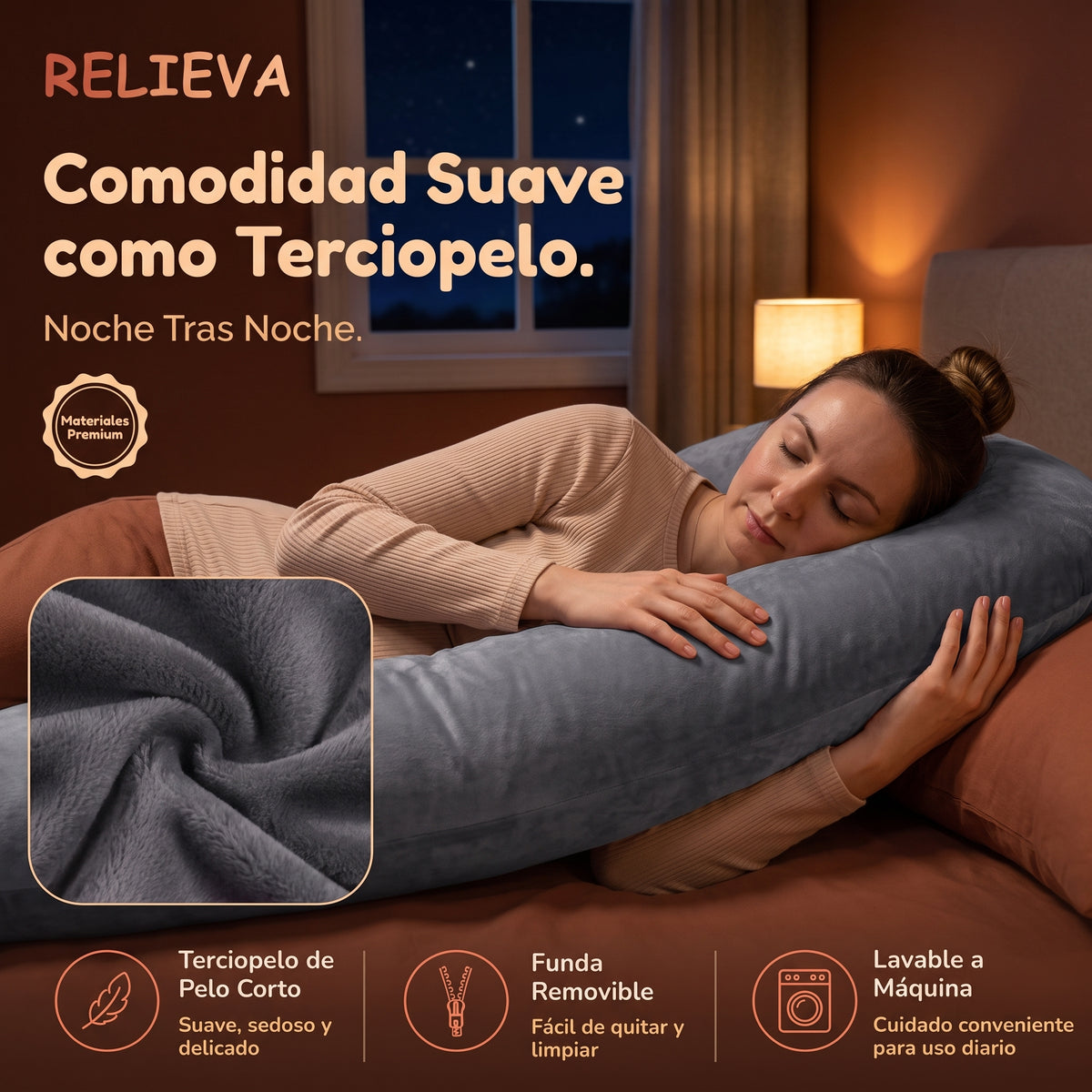 Relieva - comodidad suave como terciopelo, materiales premium