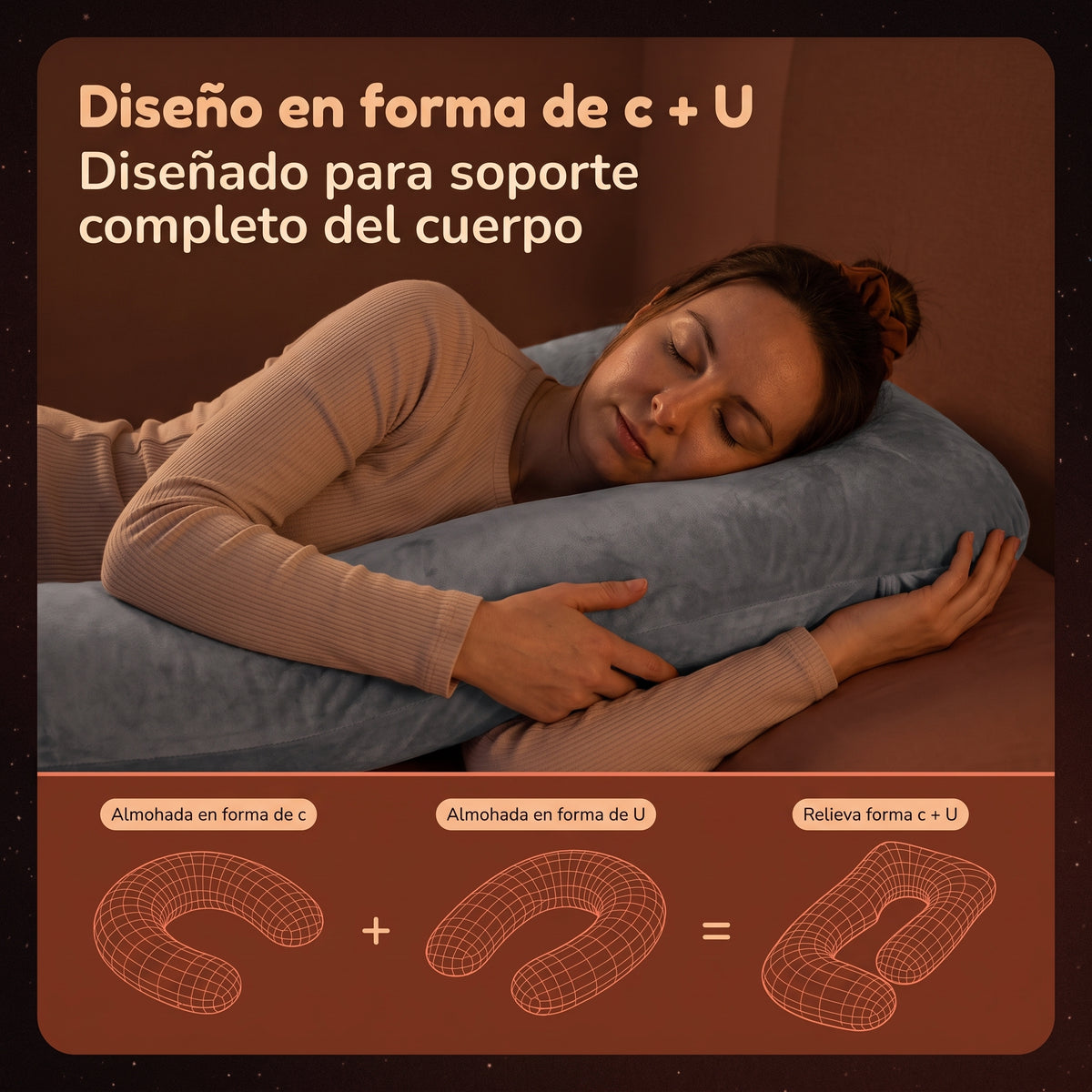 Diseño en forma de c + U para soporte completo del cuerpo